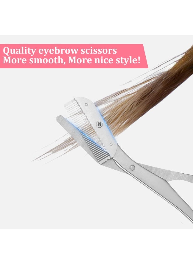 عام مقص تشذيب الحواجب مع مشط، مقص حواجب من الفولاذ المقاوم للصدأ مع فرشاة للنساء والرجال، مقص تشذيب دقيق لتصميم الحواجب. - Image 4