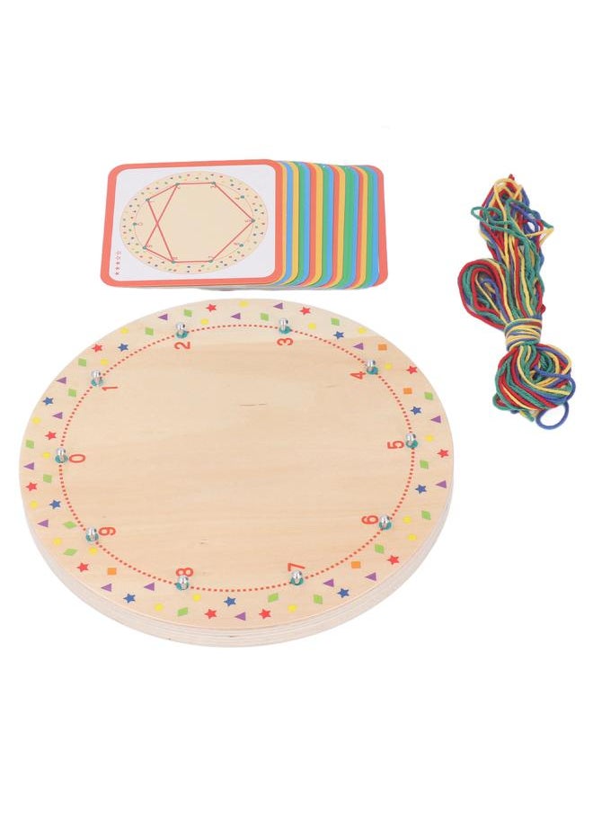 NIBEMINENT Wood Manipulative Geo Board Promote Hand Eye Coordination Early Educational Mathematical Graphical Block for Children  - Image 2