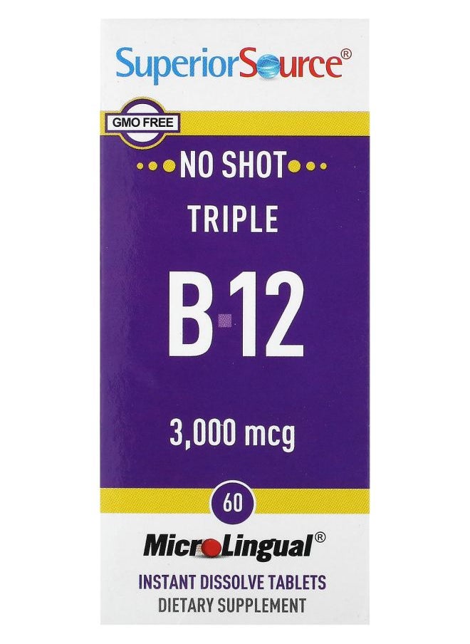 Superior Source Triple B12 3000 mcg 60 MicroLingual Instant Dissolve Tablets 