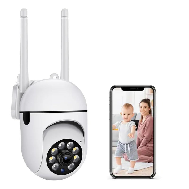 TP PLUS كاميرا أمان داخلية صغيرة FHD WiFi مع رؤية ليلية ملونة، دوران PTZ 360°، تتبع الحركة، صوت ثنائي الاتجاه وعرض متعدد المستخدمين (MiniDome1) - Image 1