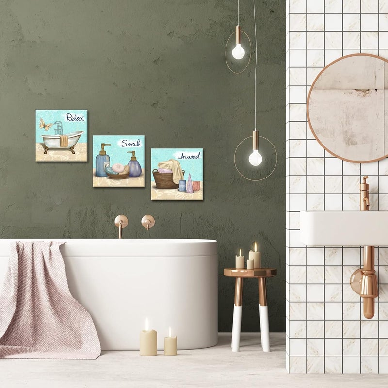 RnnJoile Aqua Bathroom Wall Decor Set - Relax Soak Unwind - Image 2