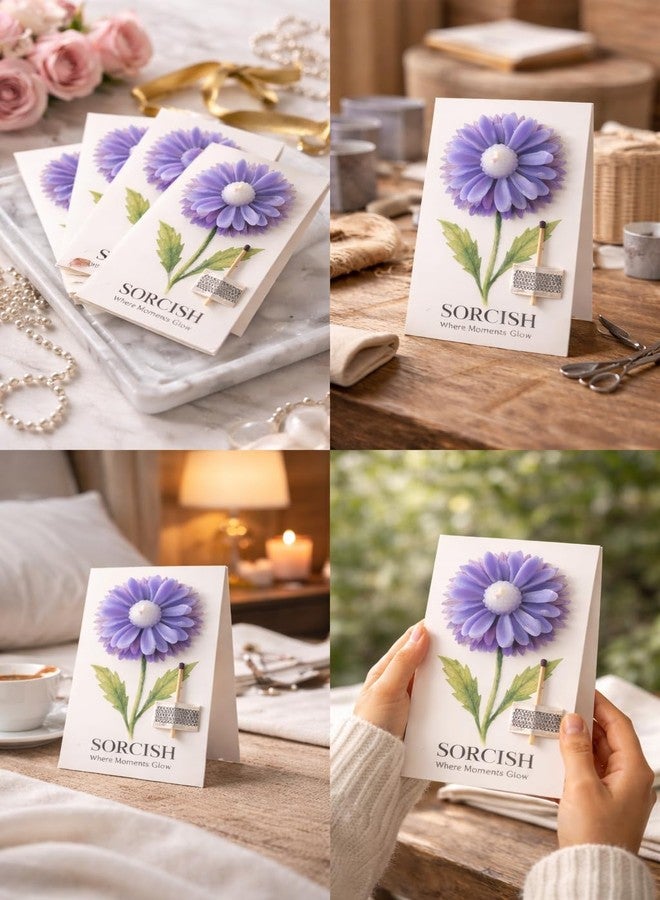 SORCISH Handmade Flower Candle Greeting Card – Luxury Floral Candle Card with Match Holder | Unique Gift for Birthday, Anniversary, Wedding Return Gifts & Special Occasions - Image 3