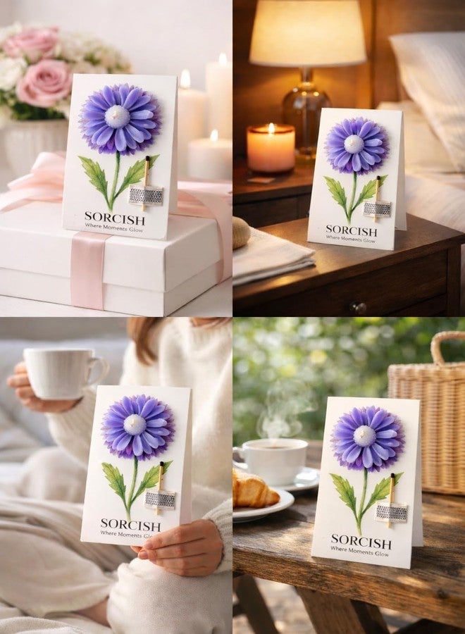 SORCISH Handmade Flower Candle Greeting Card – Luxury Floral Candle Card with Match Holder | Unique Gift for Birthday, Anniversary, Wedding Return Gifts & Special Occasions - Image 2