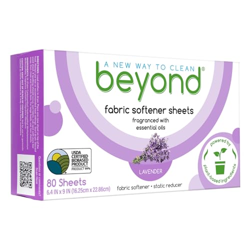 Beyond Fabric Softener Sheets (80 sheets) - Lavender Scent - Eco-Friendly Plant-Based Dryer Sheets. Removes Static Cling. Recyclable Packaging. - Image 1