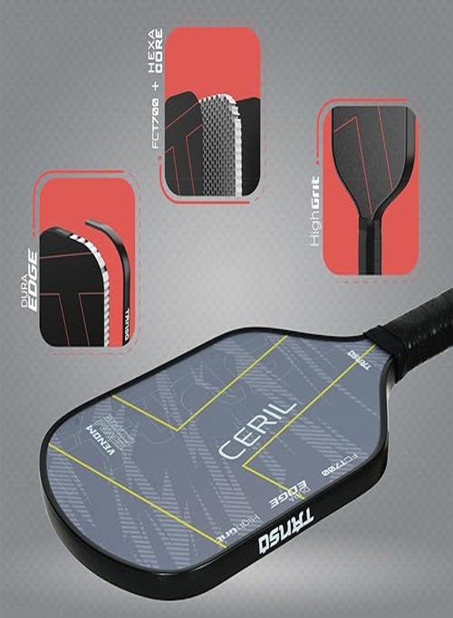 TANSO Ceril Venom T700 Pickleball Paddle (High Grit Surface Carbon Fibre Pickleball Paddle, 13mm Thick Hexa Core, Wide Body for Stable Control) - Image 4