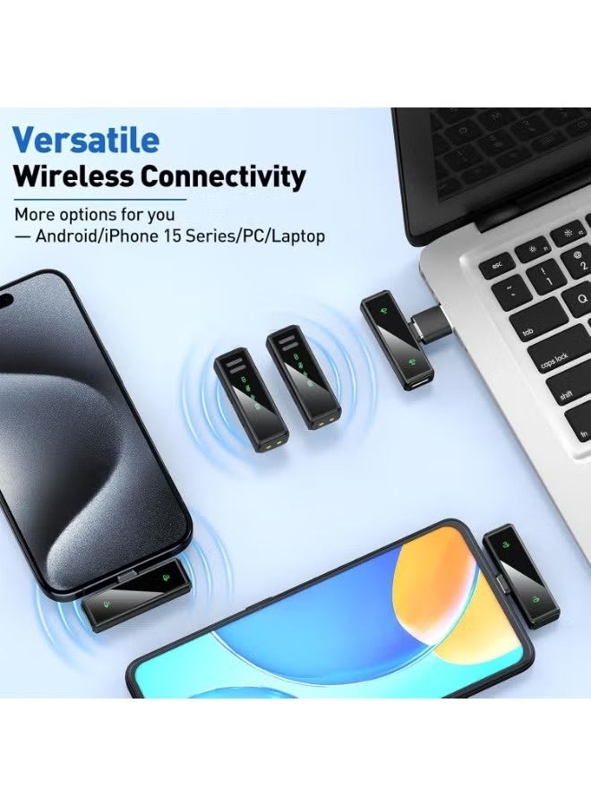 ميذ ميكروفون لاسلكي صغير J88 بمنفذ USB-C، مزود بتقنية متطورة للحد من الضوضاء، يعمل بتردد 2.4 جيجاهرتز، مزود بخاصية التوصيل والتشغيل، وبطارية تدوم حتى 12 ساعة، متوافق مع أجهزة أندرويد، وآيفون 15، وأجهزة الكمبيوتر الشخصية والمحمولة. - Image 3