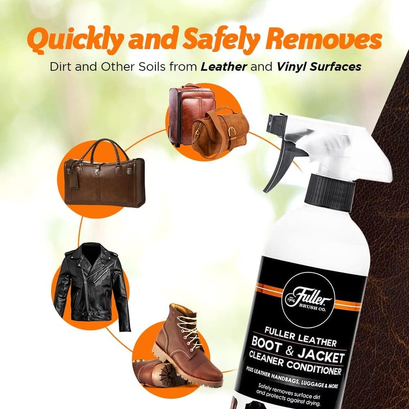 fuller brush Leather Boot & Jacket Cleaner Conditioner - Natural Oil Formula Cleans & Conditions Leather & Vinyl Boots Jackets Backpacks Luggage & More Removes Dirt Dust & Grime without Any Residue - Image 2
