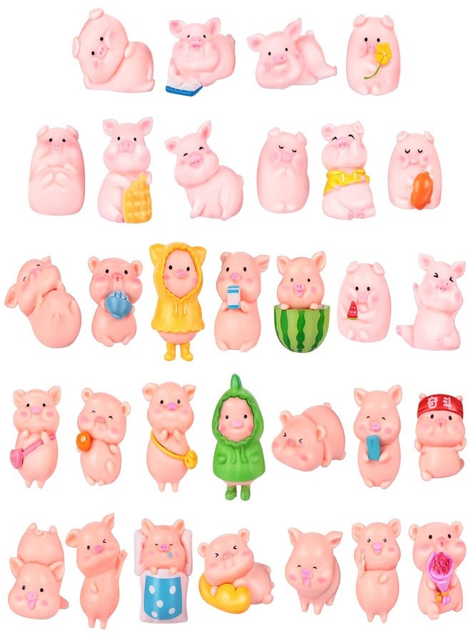 Maitys 31 Pcs Pink Piggy Miniature Figurines Toys Pink Pig Cake Toppers Tiny Pig Party Decorations Cute Decor Waterproof Mini Resin Garden Miniature for Moss Landscape DIY Terrarium Crafts Gift - Image 1