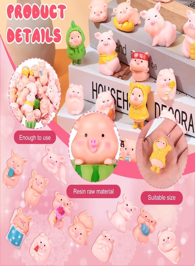 Maitys 31 Pcs Pink Piggy Miniature Figurines Toys Pink Pig Cake Toppers Tiny Pig Party Decorations Cute Decor Waterproof Mini Resin Garden Miniature for Moss Landscape DIY Terrarium Crafts Gift - Image 3