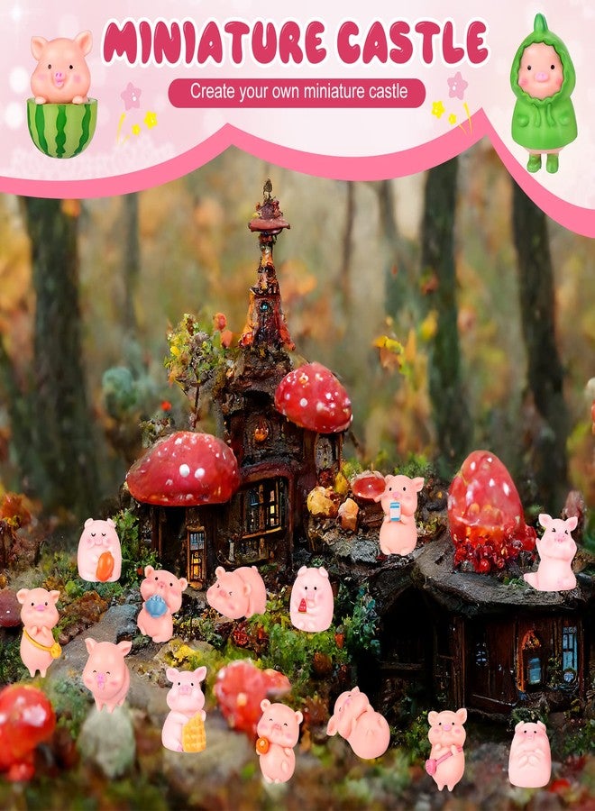 Maitys 31 Pcs Pink Piggy Miniature Figurines Toys Pink Pig Cake Toppers Tiny Pig Party Decorations Cute Decor Waterproof Mini Resin Garden Miniature for Moss Landscape DIY Terrarium Crafts Gift - Image 5