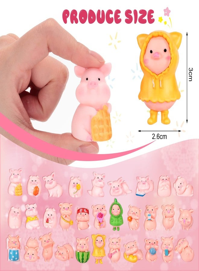 Maitys 31 Pcs Pink Piggy Miniature Figurines Toys Pink Pig Cake Toppers Tiny Pig Party Decorations Cute Decor Waterproof Mini Resin Garden Miniature for Moss Landscape DIY Terrarium Crafts Gift - Image 2