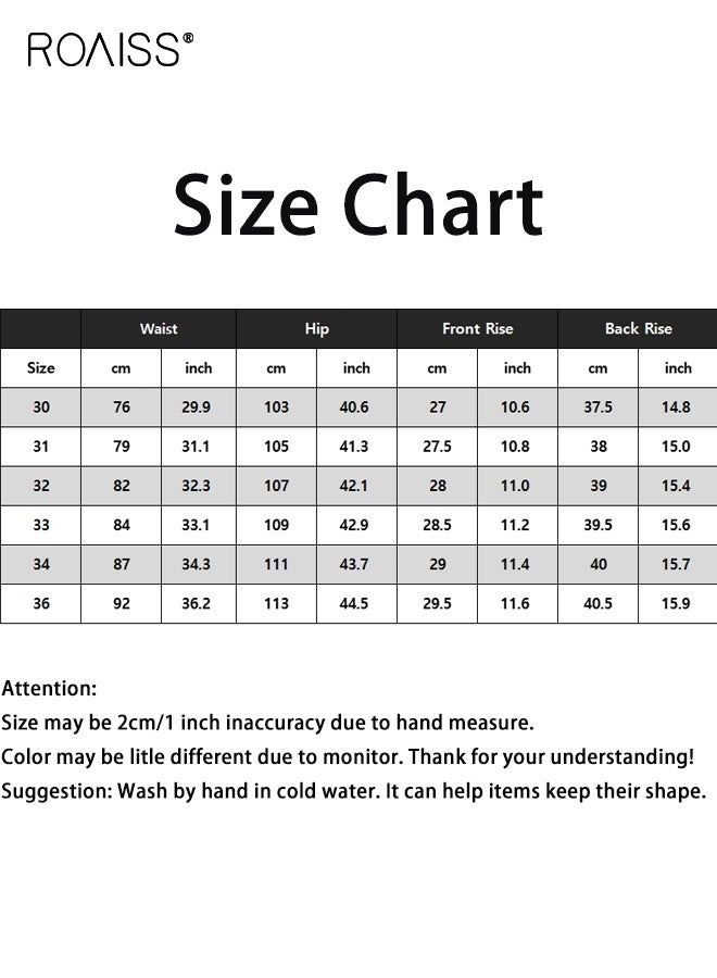 roaiss Summer Men's Cargo Denim Short Thin Loose Popular Casual Comfortable Pants Zipper Washed Straight with Multi-pockets Decoration Daily Work Street Short - Image 4