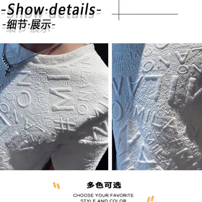 2023 New Short-Sleeved T-Shirt for Men Spring Ins High Street Casual Summer Versatile Slim Letter Korean Style Trendyy Half-Sleeve - Image 4