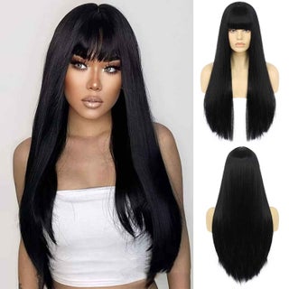 Ebingoo 28 Inch Long Black Wig with Bangs for Women Wig Cap Long Straight Black Wig Heat Resistant Synthetic Wig for Women Girls Halloween Cosplay Costume Daily Wear Party - pzsku/ZC92B831FD1416A52D3A5Z/45/_/1742913353/3830294c-7899-45bd-a56a-0b91ee31f695