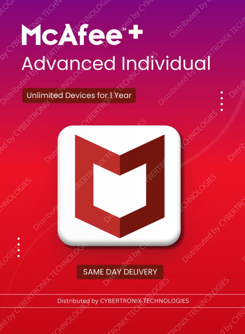 McAfee+ Advanced Individual | Unlimited Devices for 1 Year | Digital License | SAME DAY DELIVERY