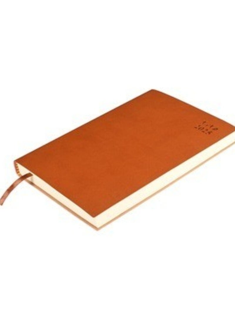 FIS 2025 A5 Diary, Italian PU Materials, Flexible Cover, Head & Tail Band, Size A5(148x210mm), English/Arabic, Brown Color, Pack in Gift Box-FSDI131AE25BR