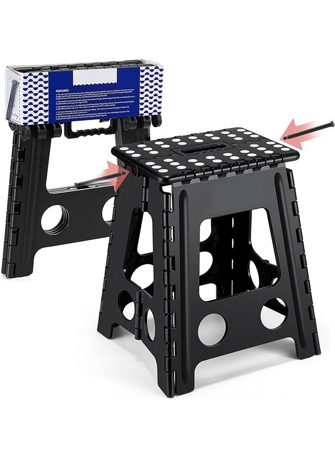 AL RAID Folding Step Stool, 39CM Heavy Duty Step Stool Foldable for Adults, Stepping Stool with Handle, Non Slip Folding Stools, Hold Up to 150kg, Multi-Use Office Foot Stool under Desk - Image 1
