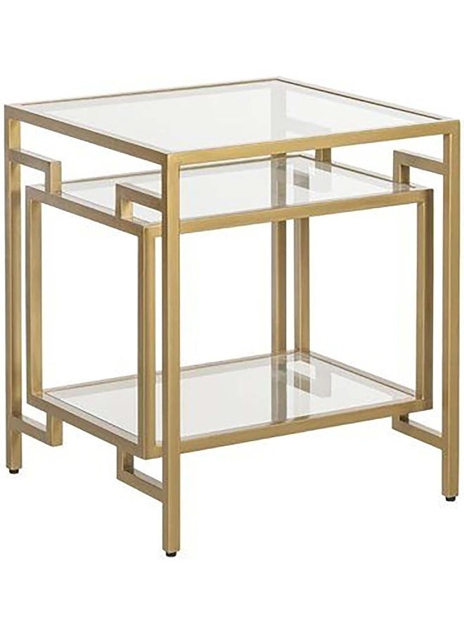 Horoof Home Horoof Home® Modern Acrylic & Gold Iron Service Table – 3-Tier Clear Side Console Table 