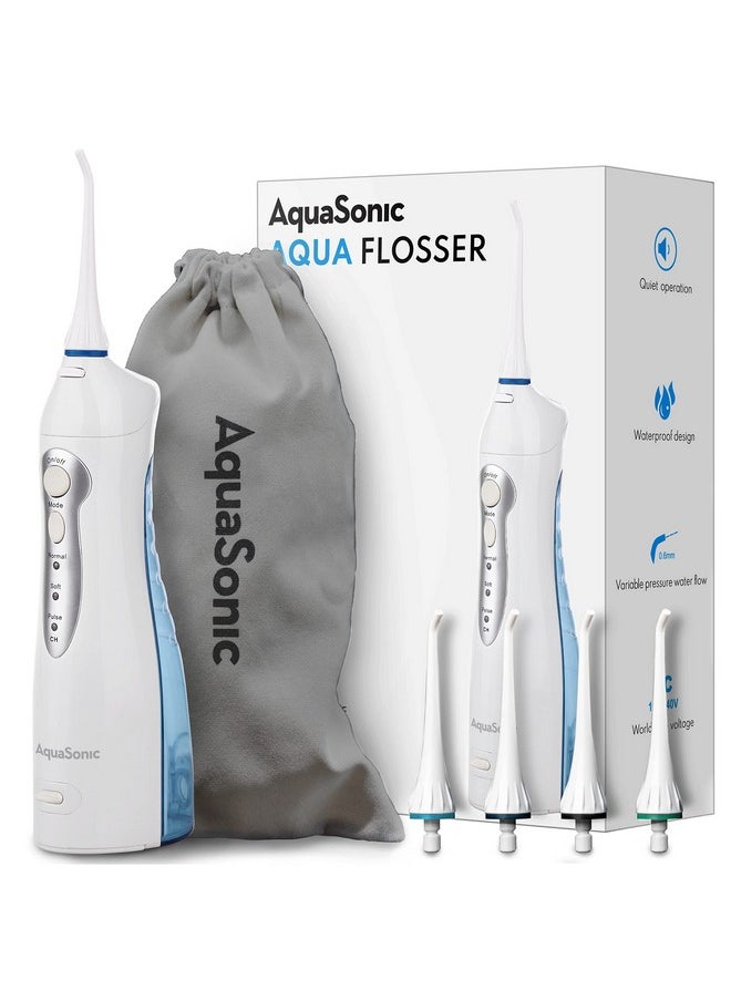 Aquasonic - Quasonic Aqua Flosser Professional Rechargeable Water Flosser With 4 Tips Oral Irrigator W/ 3 Modes Portable & Cordless Flosser Kids And Braces Dentist Recommended - Image 1