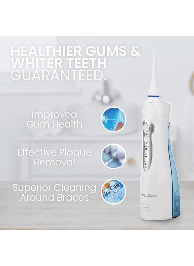 Aquasonic - Quasonic Aqua Flosser Professional Rechargeable Water Flosser With 4 Tips Oral Irrigator W/ 3 Modes Portable & Cordless Flosser Kids And Braces Dentist Recommended - Image 1