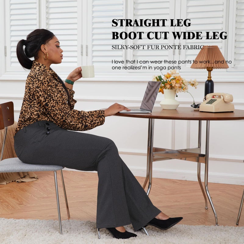 DGD Stretch Dress Pants Plus Size for Women Wrinkle-Free Office Pant with Pocket High Waist Work Casual Pant HeatherGrey 3XL - Image 5