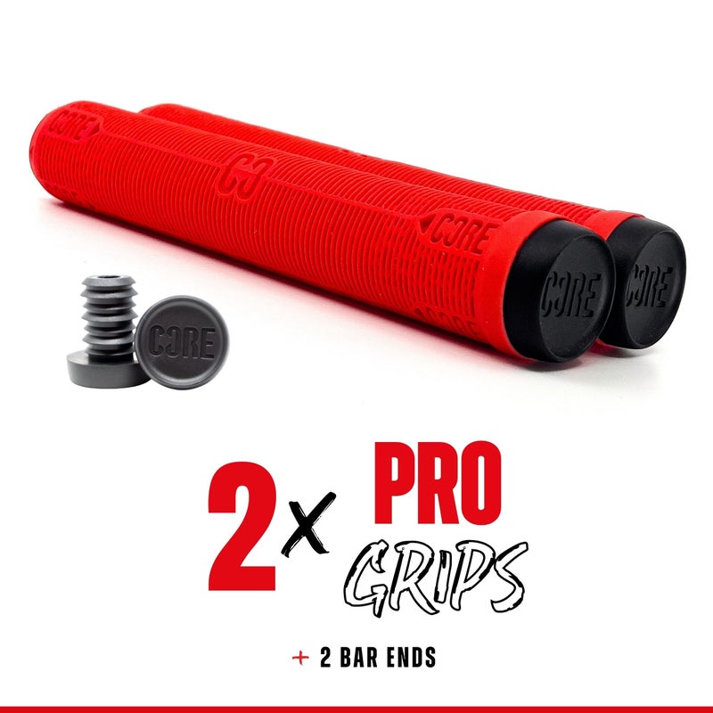 CORE Handlebar Grips for Bikes & Stunt Scooters Cycling Mountain Bike Super Soft Non Slip Longneck Grips Bar Ends Included Fits All Stunt Scooters and BMX Bikes (Skinny - Red) - Image 4