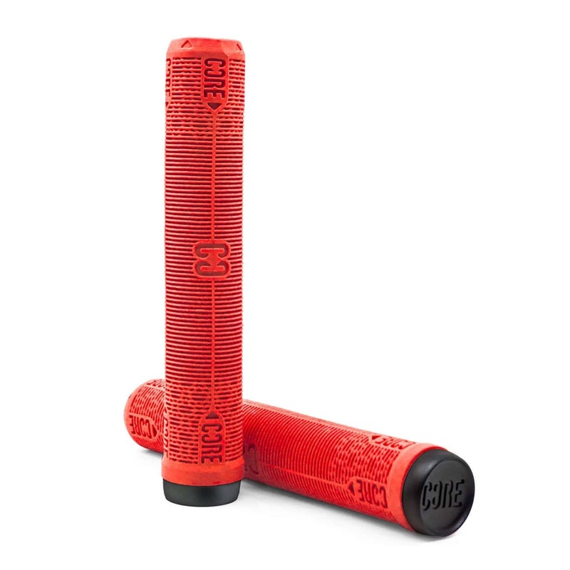CORE Handlebar Grips for Bikes & Stunt Scooters Cycling Mountain Bike Super Soft Non Slip Longneck Grips Bar Ends Included Fits All Stunt Scooters and BMX Bikes (Skinny - Red) - Image 1