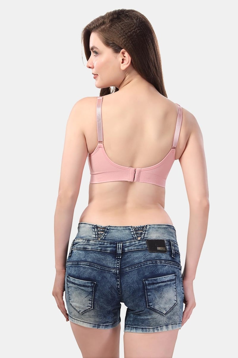 Fabme Women's Nylon; Spandex Lightly Padded, with Removable Pads Non-Wired Maternity Bra (Pink, X-Large) - Image 4