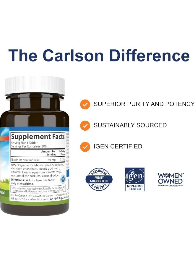 Carlson Niacin 50 mg Tablets for Men and Women - Image 2