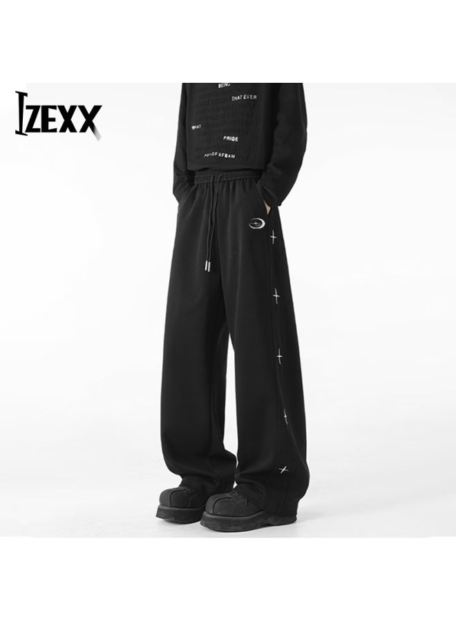 Izexx American-style Vibe Striped Casual Pants For Men, Spring Trendy Youth Straight-leg Versatile Sports Trousers, Xx55 Black 3XL - Image 3