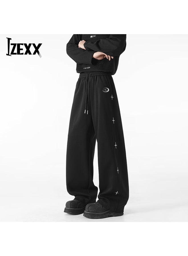 Izexx American-style Vibe Striped Casual Pants For Men, Spring Trendy Youth Straight-leg Versatile Sports Trousers, Xx55 Black 3XL - Image 2