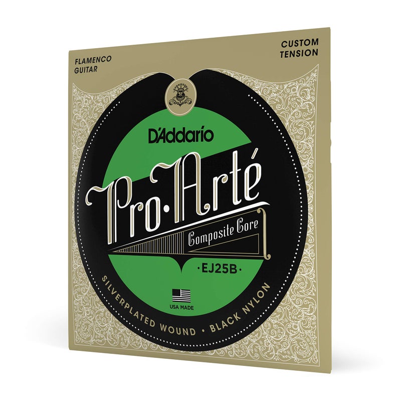 D'Addario Guitar Strings - Pro-Arte Classical Guitar Strings - EJ25B Flamenco Guitar Strings - Nylon Guitar Strings - Silver Plated Wrap, Composite Core, Black Nylon Trebles - Flamenco Tension - Image 1