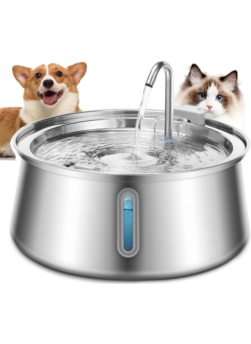 Stainless Steel Pet Fountain, 4L/134Oz Cat Water Fountain, Dog Water Dispenser,Water Level Window and LED Light Ultra-Quiet Pump,Cat Dog Multiple  Automatic Pets Fountain for Drinking - pzsku/ZC92BB6EC06008B62A279Z/45/_/1733784583/b32c5d01-3e40-47dc-acf1-048435488ffa