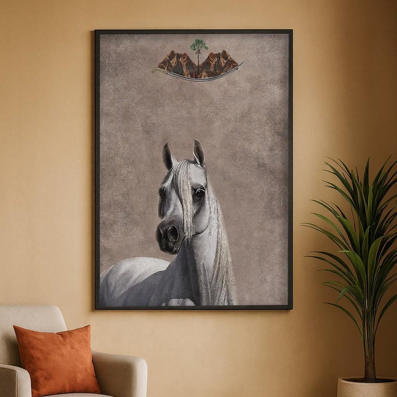 ماركتنا لوحة قماشية بتصميم خيل مع برواز مجوف مقاس (50×70) قطعة واحدة - Image 2