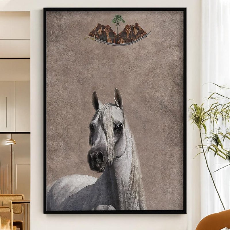 ماركتنا لوحة قماشية بتصميم خيل مع برواز مجوف مقاس (50×70) قطعة واحدة - Image 1