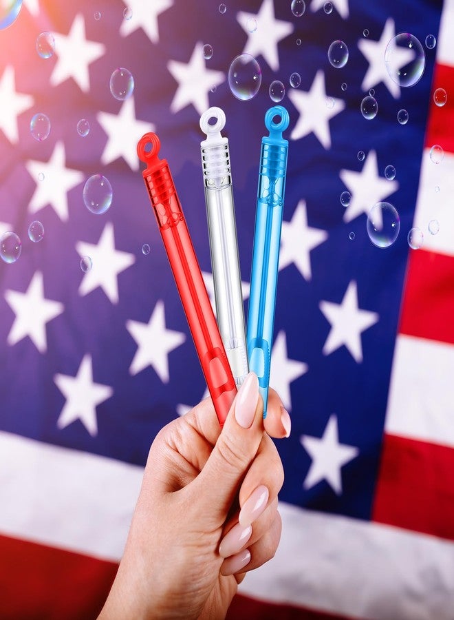 Lunmon 120 Pcs 4th of July Mini Bubble Wands Bulk Patriotic Red White Blue Party Favors Bubbles Veterans Day Toys Gift for Kids Memorial Independence Day Birthday Decorations Outdoor Classroom Prizes - Image 2