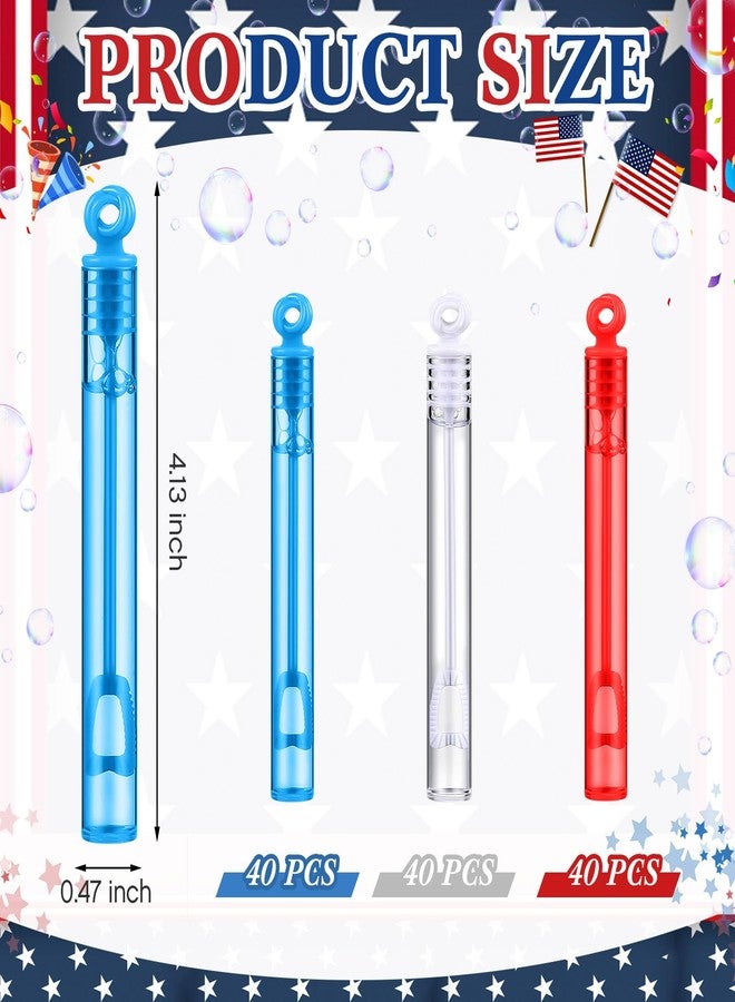 Lunmon 120 Pcs 4th of July Mini Bubble Wands Bulk Patriotic Red White Blue Party Favors Bubbles Veterans Day Toys Gift for Kids Memorial Independence Day Birthday Decorations Outdoor Classroom Prizes - Image 3