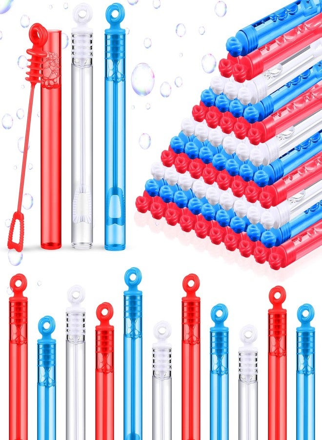 Lunmon 120 Pcs 4th of July Mini Bubble Wands Bulk Patriotic Red White Blue Party Favors Bubbles Veterans Day Toys Gift for Kids Memorial Independence Day Birthday Decorations Outdoor Classroom Prizes - Image 1