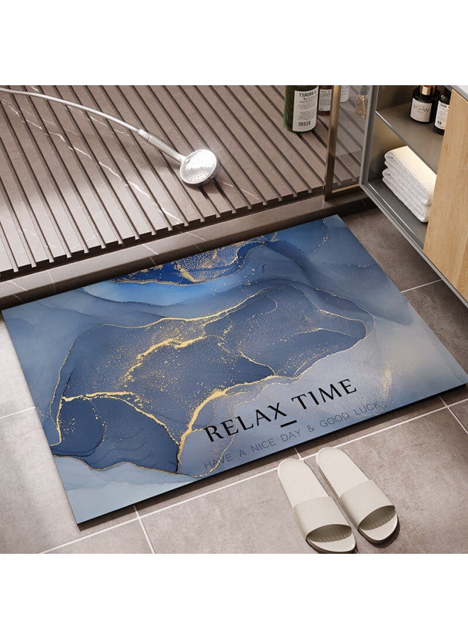 Yishang Home Bathroom Mat, Absorbent Non-slip Quick-drying Bathroom Mat, Entrance Foot Mat, Marble Blue, 50*80cm - Image 1