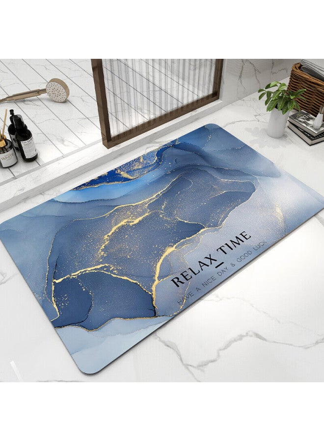 Yishang Home Bathroom Mat, Absorbent Non-slip Quick-drying Bathroom Mat, Entrance Foot Mat, Marble Blue, 50*80cm - Image 5