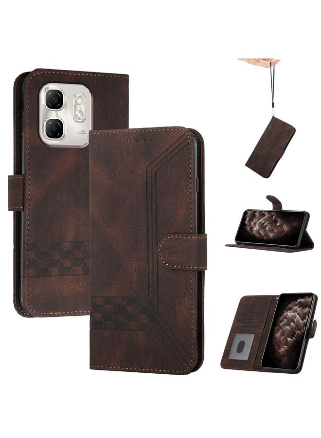 زبون جراب لهاتف Infinix Hot 50i / Smart 9 جراب هاتف جلدي قابل للطي بملمس مكعب - Image 1