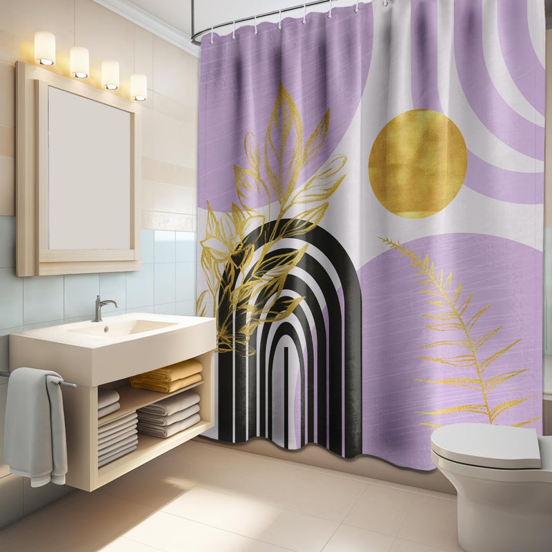 Qghot Boho Mid Century Startain Modern Down Sertains Black and Purple Dustains for Bathroom Decor Decor - Image 3