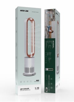 GREEN LION Air Cooler with Air Purification / UK Plug / 1-10 Level Speed / Digital Display / Touch Keys / Smart Timing / Leafless Safe / 6800 RPM / Low Noise / Bladeless Safety / Modern Design - Gold & White  - Image 3