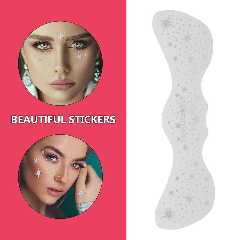 Waterproof Silver Glitter Freckle Face Stickers 4pcs Temporary Tattoos Festival Makeup for Women Music Party - Image 3