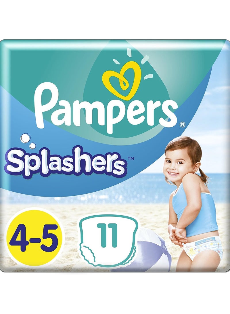 Pampers Splashers Size 4-5, 11 Disposable Swim Nappies, 9-15 Kg, for Secure Protection in The Water