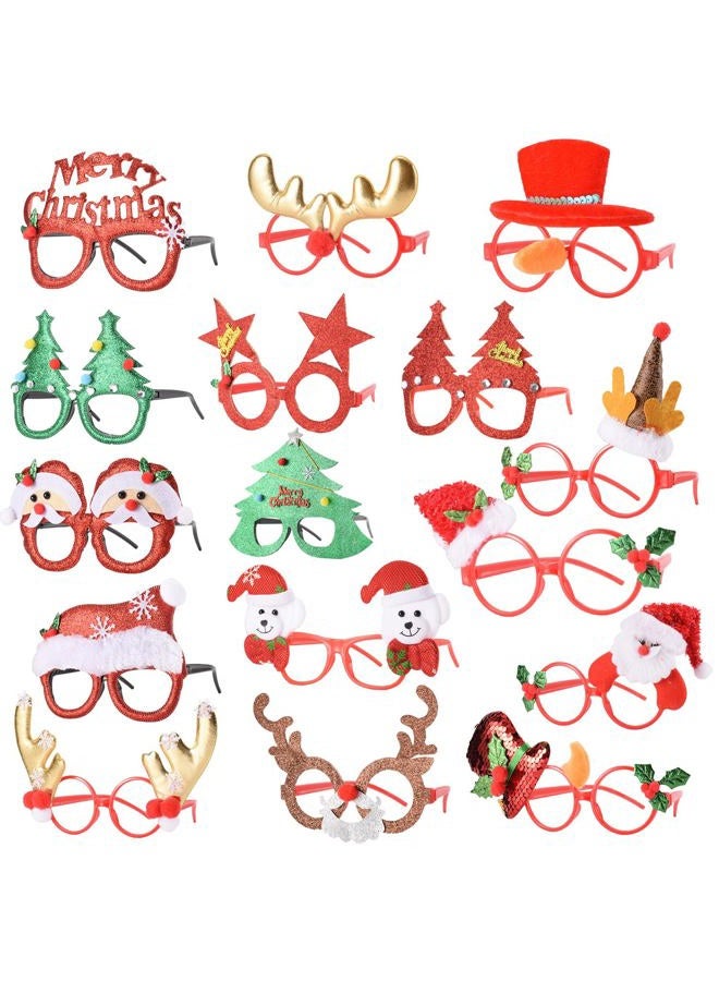 SEVEN STYLE 16 PCS Holiday Glasses,Cute Christmas Glasses Frames,Great Fun and Festive for for Christmas Party Favors Holiday Favors Christmas photos booth - Image 1