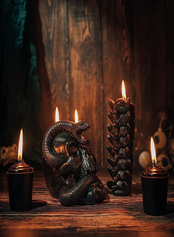 Gute Skull & Spine Candles 4 Pack - Skeleton Snake, Spine & Black Bones Candle, Skulls, Magic Skulls Candlestick Spooky Gothic Emo Decor, Home & Bar Decoration, Large Creepy Skeletons Decorations - Image 1