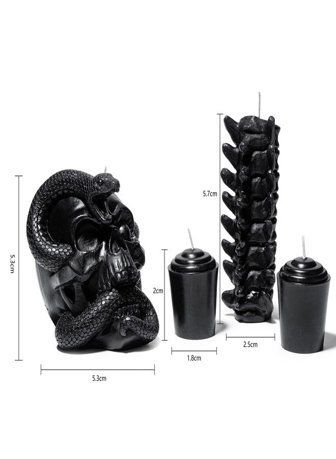 Gute Skull & Spine Candles 4 Pack - Skeleton Snake, Spine & Black Bones Candle, Skulls, Magic Skulls Candlestick Spooky Gothic Emo Decor, Home & Bar Decoration, Large Creepy Skeletons Decorations - Image 5