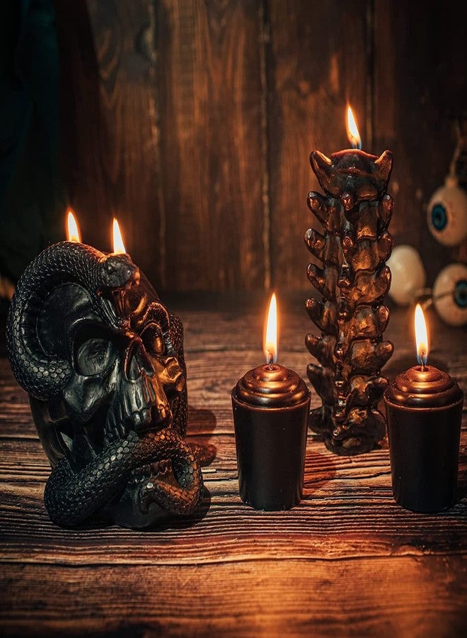 Gute Skull & Spine Candles 4 Pack - Skeleton Snake, Spine & Black Bones Candle, Skulls, Magic Skulls Candlestick Spooky Gothic Emo Decor, Home & Bar Decoration, Large Creepy Skeletons Decorations - Image 3