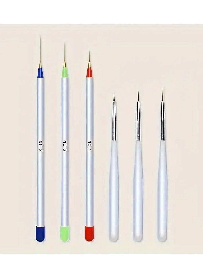 Goolsky 6pcs Drawing Lines, Drawing Flowers, Painting Pens, Nail Pens, Thin White Pole Acrylic Brush Nail Art Brush - Image 1